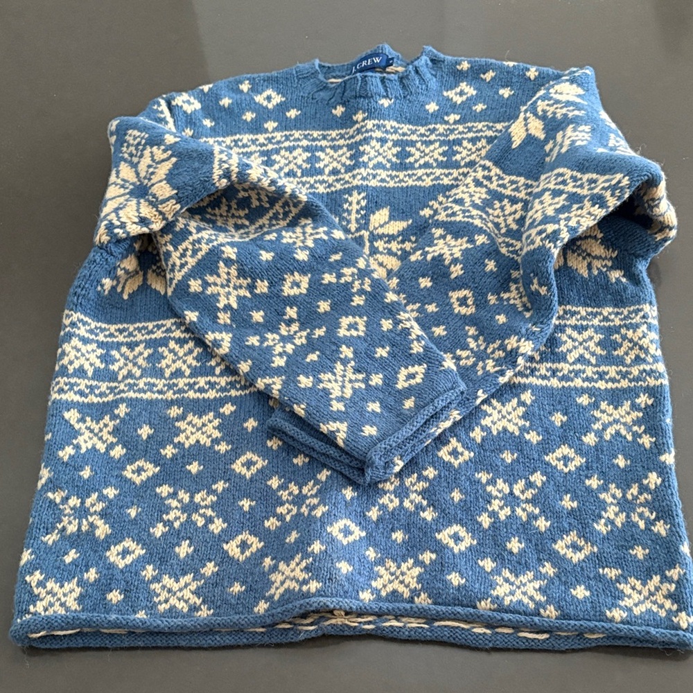 J. Crew Nordic Blue and Cream Sweater